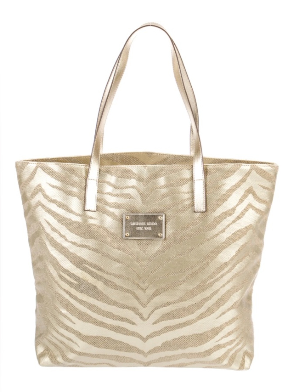 Michael Kors Spaceous tote bag metallic gold zebra animal print canvas
